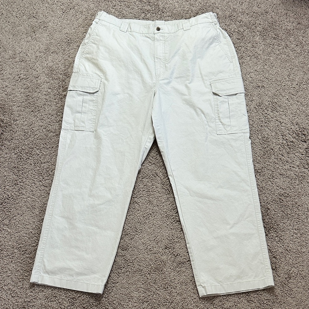Vintage L.L. Bean Men’s Chino Cargo Pants Comfort Waist 100% Cotton Beige 40×29